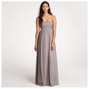 J.Crew Taryn Silk Maxi Dress Size 4 Strapless Taupe Gray Formal Minimalist Chic